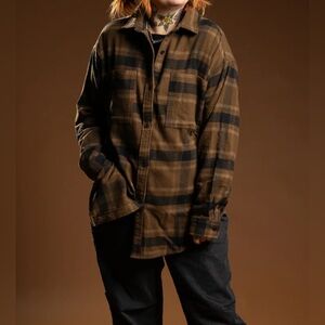 Girrlscout Tomboy Butterfly THE SAM OVERSIZED FLANNEL - BROWN size 3X/4X
